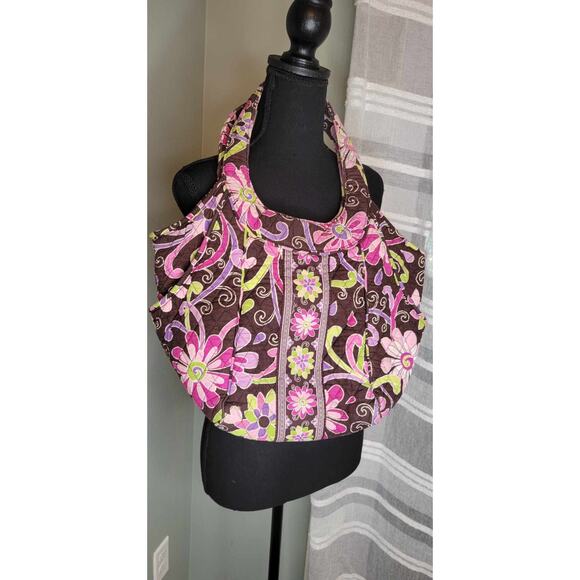 Vera Bradley Retired Purple & Pink Floral Print Hobo Shoulder Tote Purse Retired - Picture 1 of 3